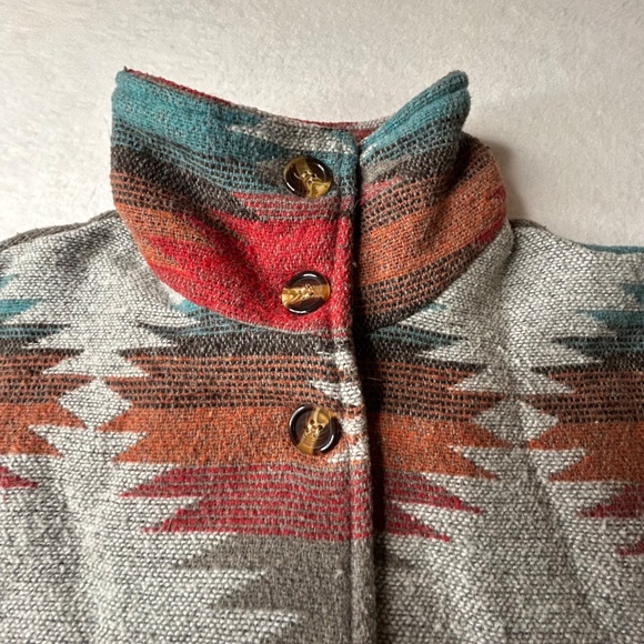 Shop Wanna B Medium Women Aztec Print Southwestern Geometric Jacket Indian - Picture 3 of 9